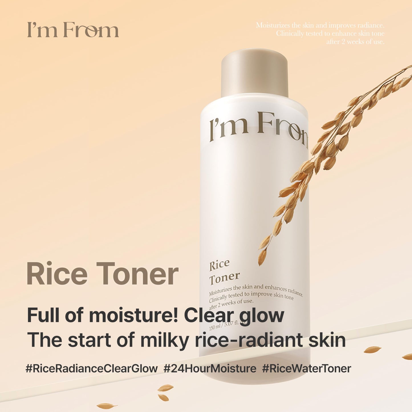 I'm From Rice Toner, Korea Glow Milky Rice Toner, niacinamide, Glass&Dewy, Hydration, Calming, All Skin Types, Korean Skin Care 5.07fl.oz Beauty and Personal Care I'm from