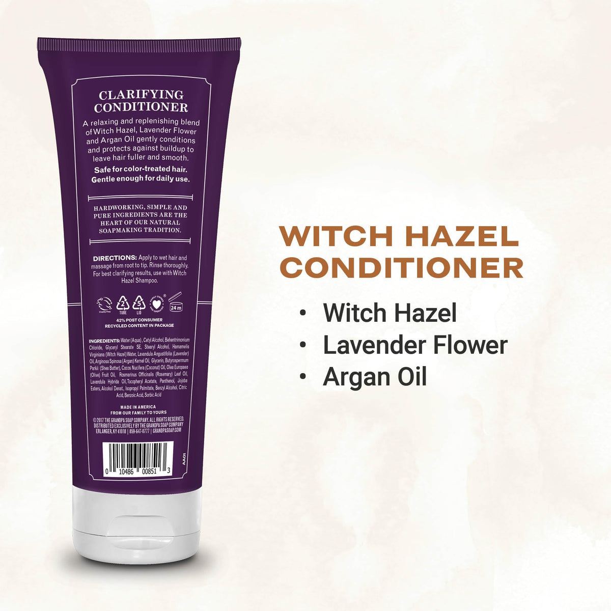 The Grandpa Soap Company Clarifying Witch Hazel Conditioner - Relieves Scalp Conditions and Protects Against Buildup, With Lavender Flower, Sulfates Beauty & Personal Care The Grandpa Soap Company
