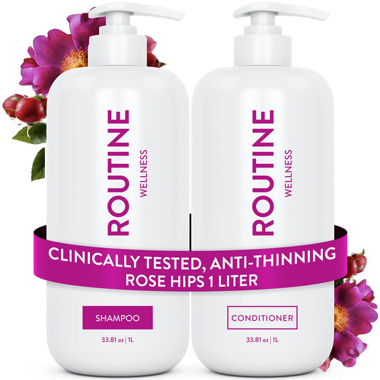 Routine Wellness 1 Liter Anti-Thinning Volumizing Shampoo and Conditioner Set for Thinning Hair & Hair Loss - Grow Your Confidence with Biotin & DHT Beauty & Personal Care Routine Wellness