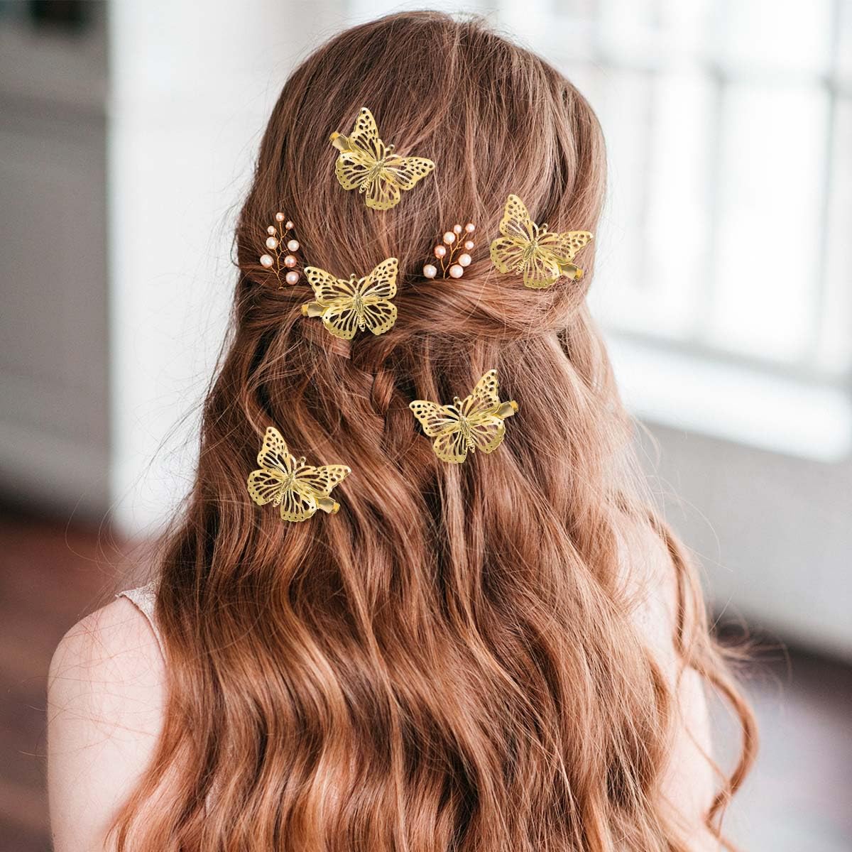 OBTANIM Butterfly Hair Clips, 12 Pcs Cute Metal Butterfly Hair Claw Pins Barrettes Accessories for Girls and Women (Gold) Beauty & Personal Care OBTANIM