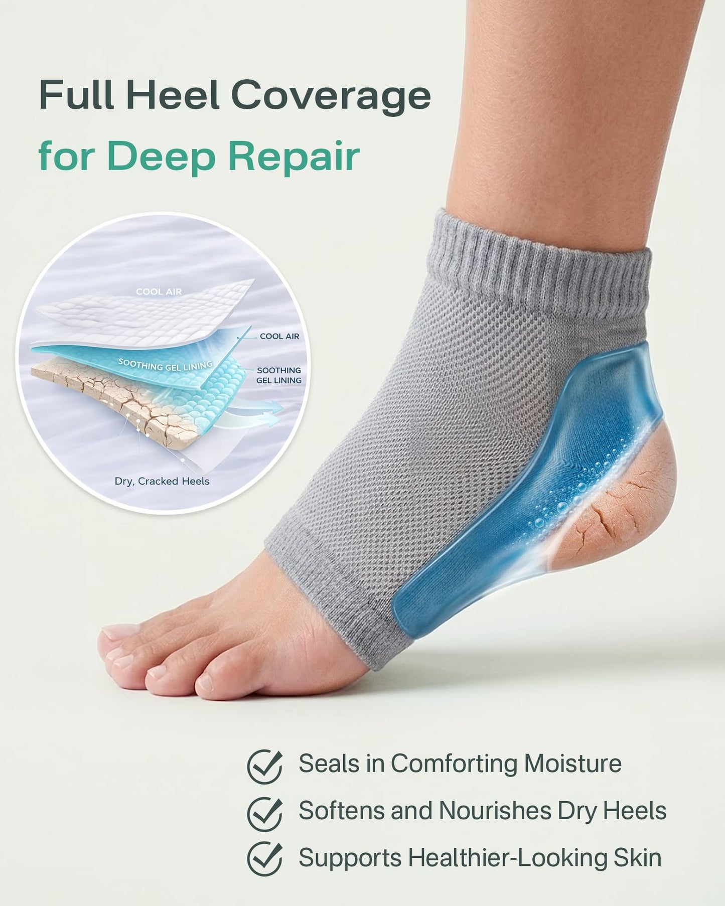 Moisturizing Socks for Women, Silicone Socks & Gel Socks, Heel Socks for Dry Cracked Feet, Heel Protectors for Cracked Heel Treatment, Foot Care Beauty and Personal Care Originbuty