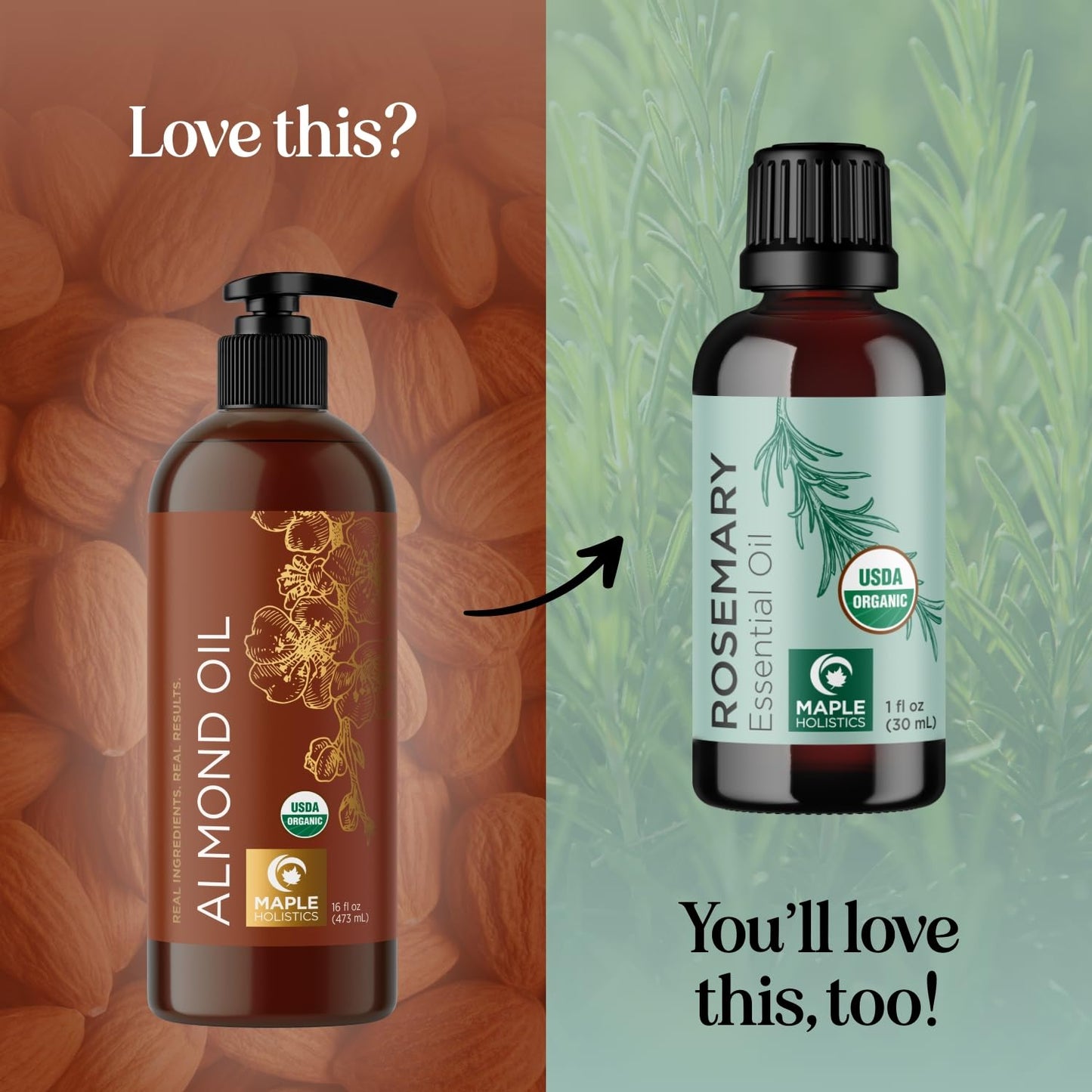 USDA Organic Sweet Almond Oil - Pure Cold Pressed Organic Almond Oil for Skin Hair and Nails - Moisturizing Organic Body Oil for Women and Men plus Beauty & Personal Care Maple Holistics