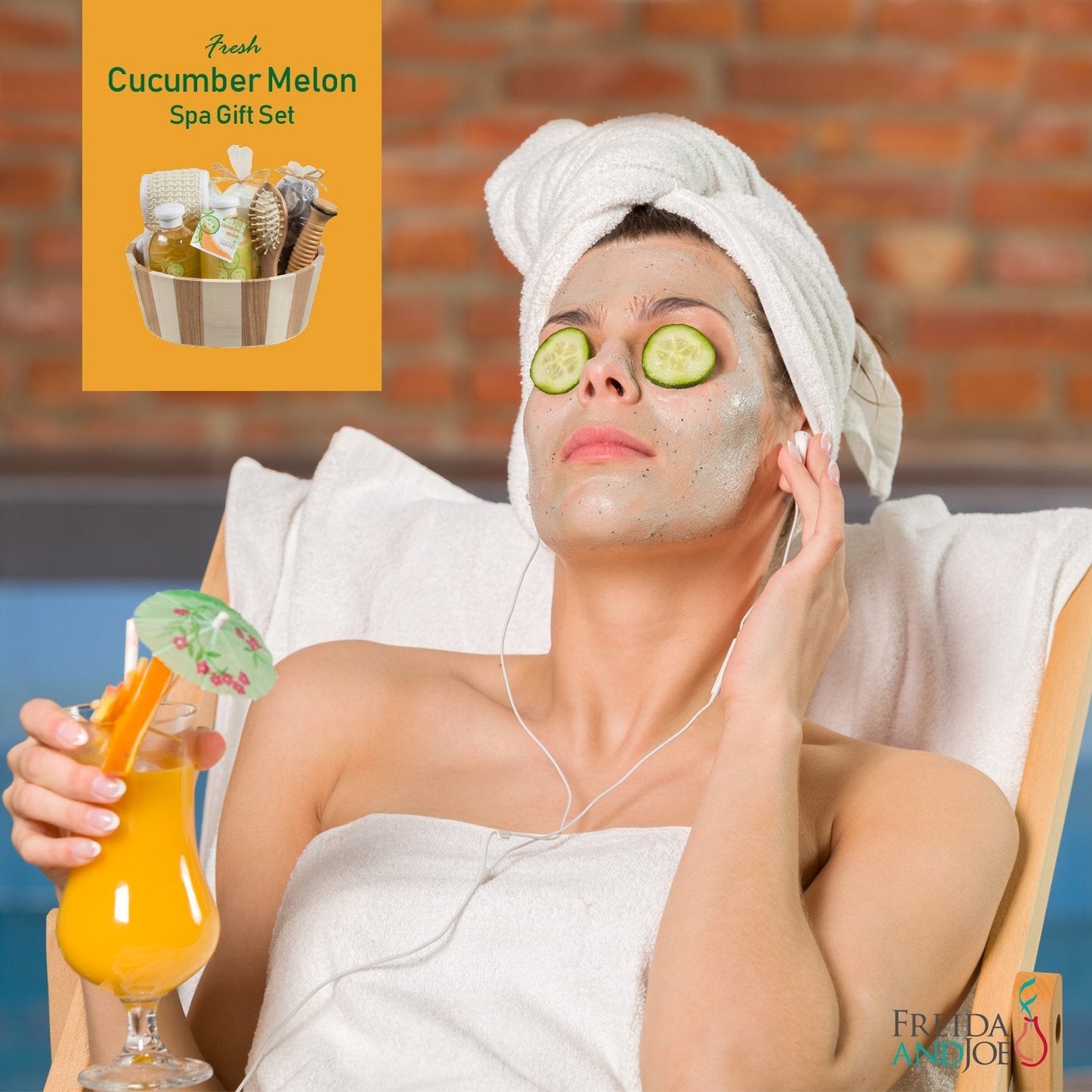 Wooden Massage & Reflexology Kit for Women at-Home Spa Kit for All-Over Body Relaxation & Rejuvenation with Fresh Cucumber Melon Aromatherapy Bath Beauty & Personal Care Freida and Joe