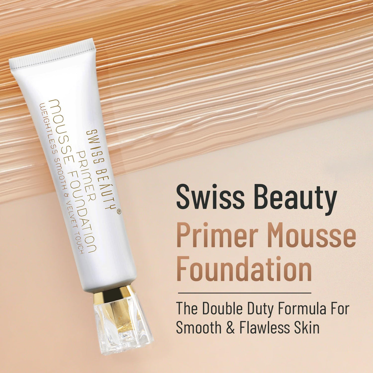 Swiss Beauty Primer Mousse Foundation Weightless Smooth & Velvet Touch, Face Makeup, Rose Blush, 30ml