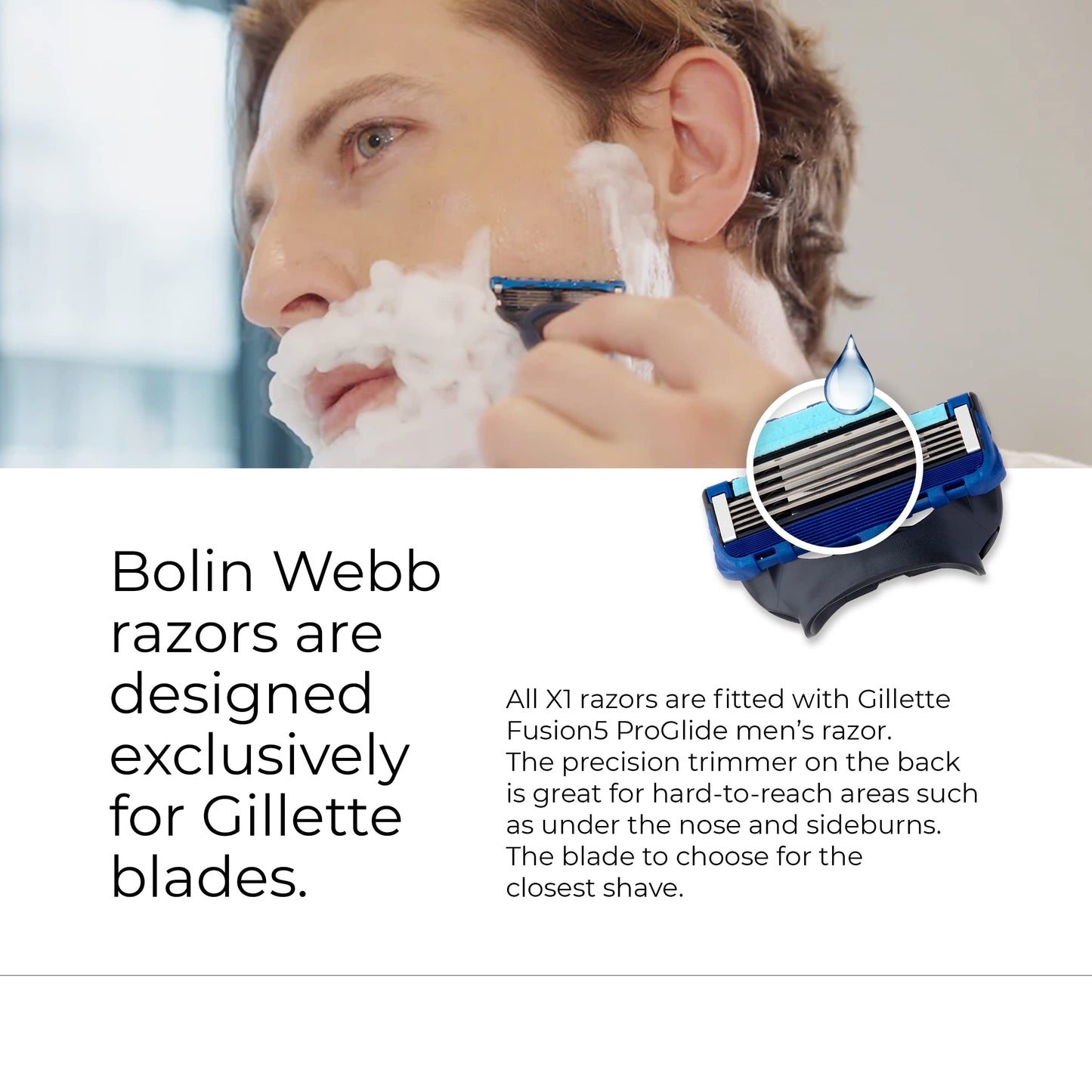 Bolin Webb X1 Razor & Stand - Award-Winning Razors for Men with Gillette Fusion 5 Blades, Designer Matte Graphite Shaving Razor for Smooth Close Shave Beauty and Personal Care Bolin Webb