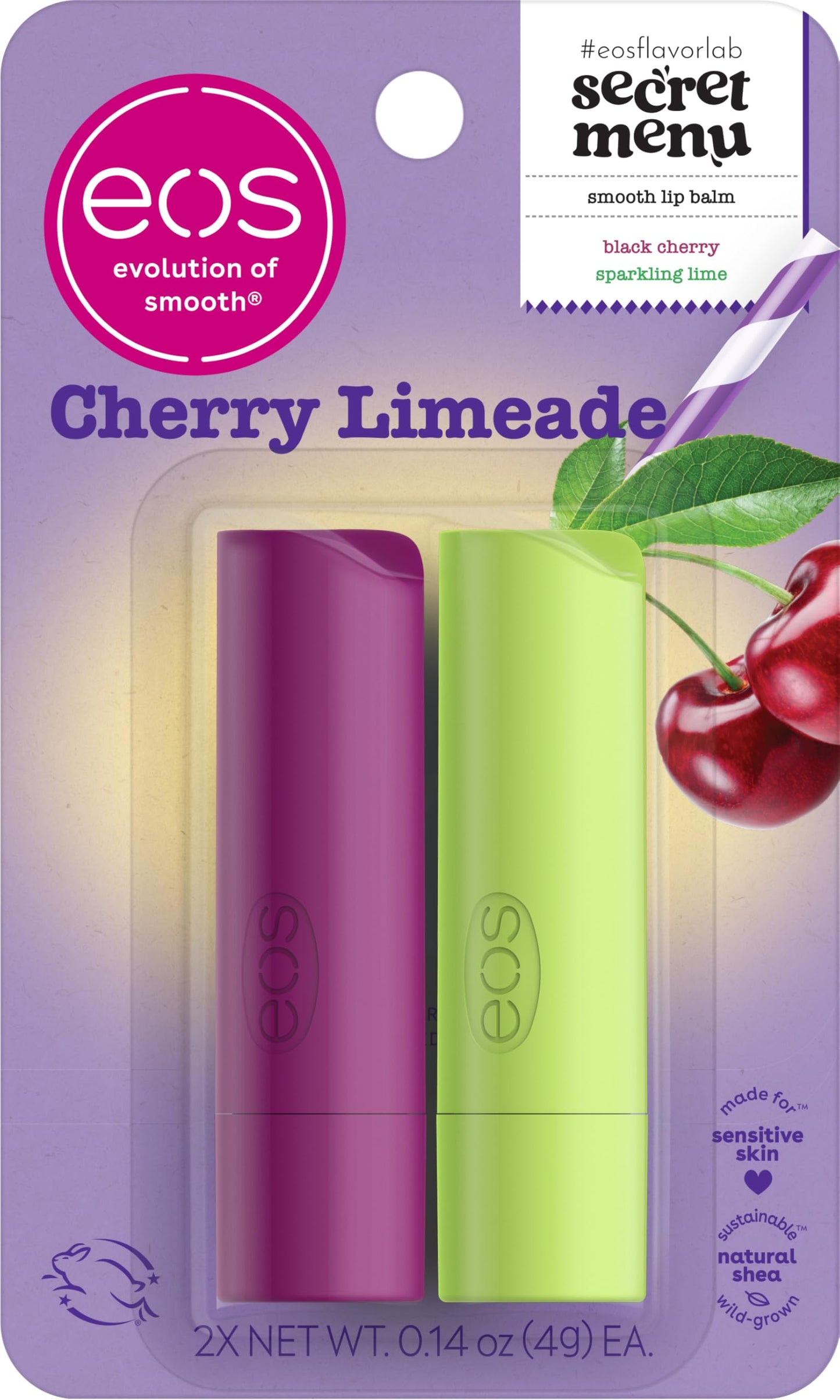 eos Flavor Lab Secret Menu Lip Balm - Cherry Limeade, Limited-Edition, Moisturizing, Hydrating for Dry Lips, Variety Pack, 0.14 oz, 2-Pack Beauty and Personal Care eos