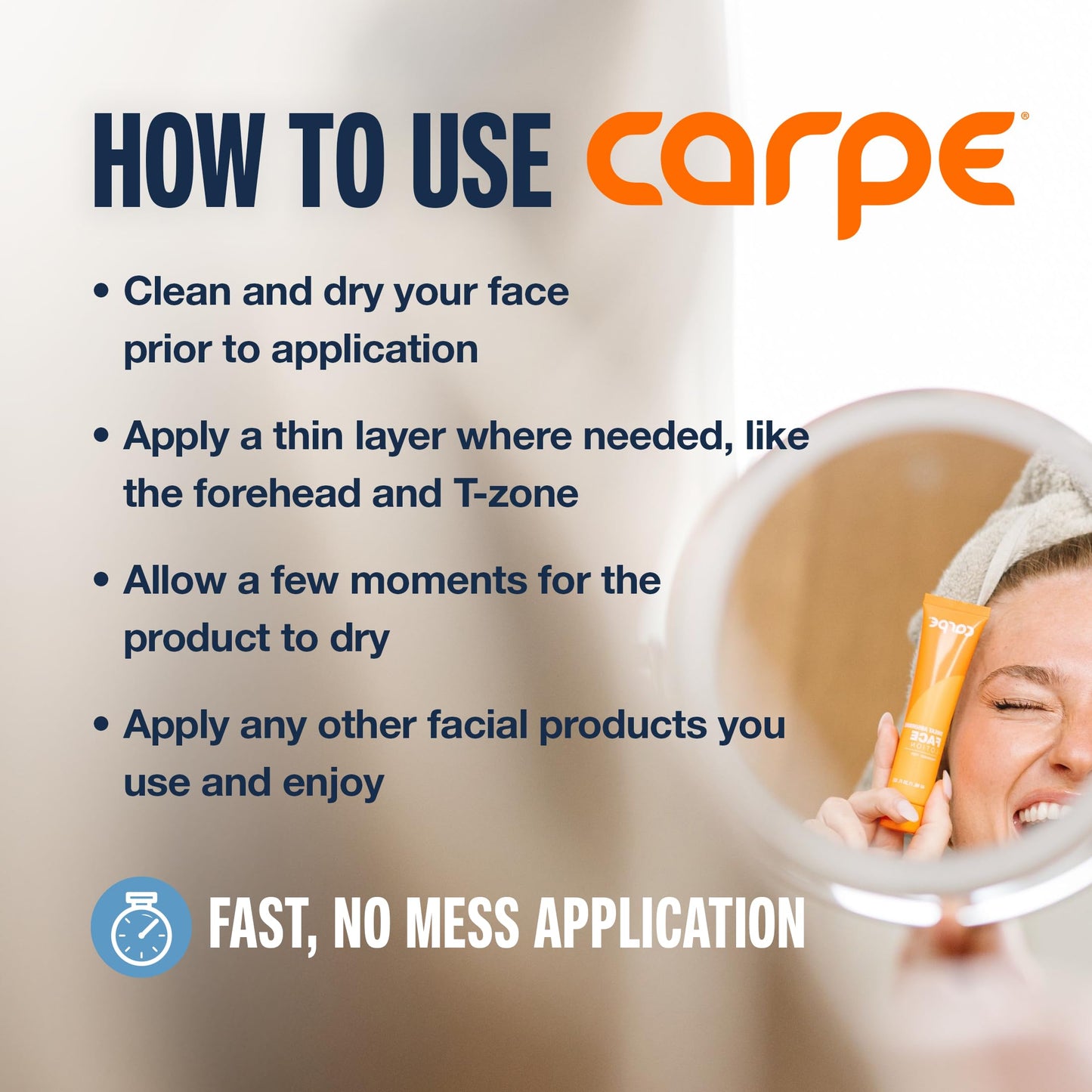 Carpe Sweat Absorbing Face Lotion for Oily Skin Control, Mattifying Face Lotion with Moisturizing Hyaluronic Acid and Squalane, Fragrance Free, 1.35 Beauty and Personal Care Carpe