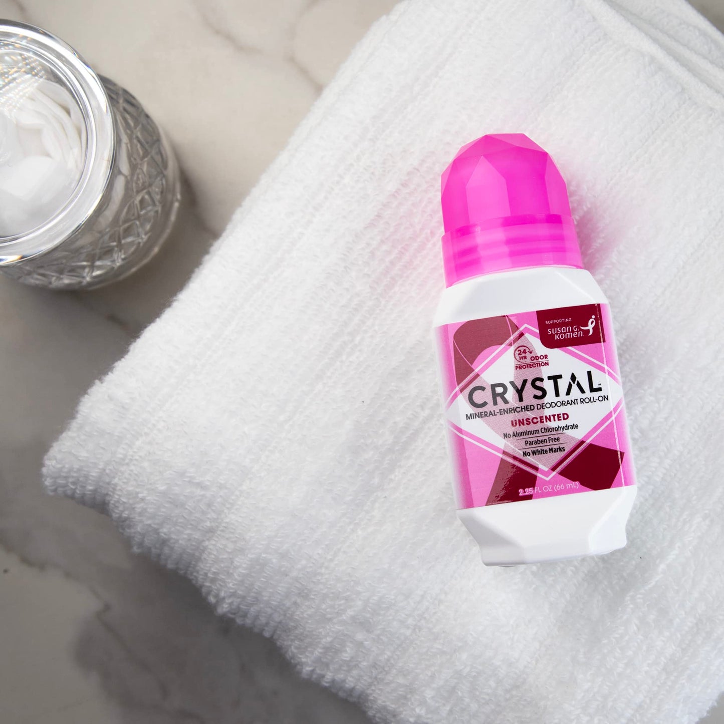 CRYSTAL BODY DEODORANT Roll-On - Unscented Susan G Komen (2.25 fl oz) - 3 Pack - Packaging May Vary Beauty and Personal Care Crystal Essence