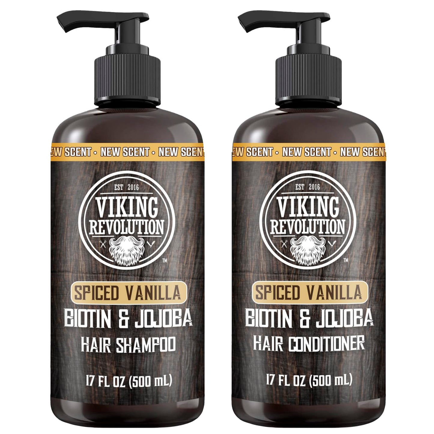 Viking Revolution Spiced Vanilla Mens Shampoo and Conditioner Set with Biotin and Jojoba Oil - Natural Hair Shampoo and Hair Conditioner for Men Beauty & Personal Care Viking Revolution
