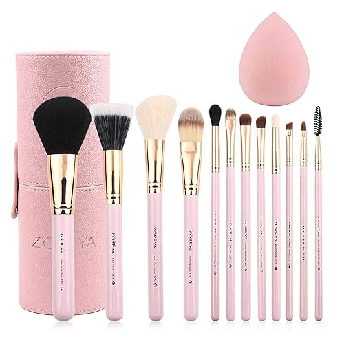Z'OREYA Makeup Brush Set 12pcs Pink Synthetic Makeup Brushes Travel Set With Holder Makeup Brush Organizer Foundation Powder Contour Blush Eye Beauty & Personal Care Z'OREYA