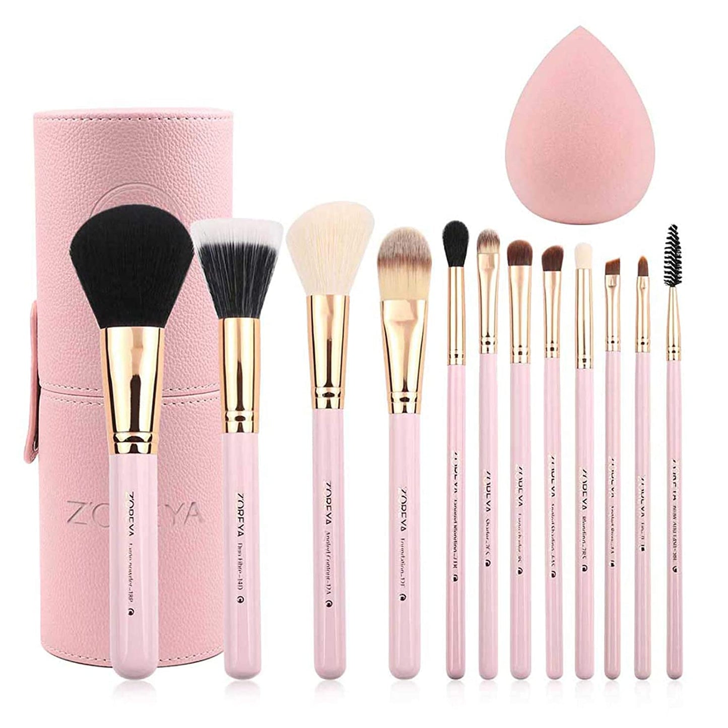 Z'OREYA Makeup Brush Set 12pcs Pink Synthetic Makeup Brushes Travel Set With Holder Makeup Brush Organizer Foundation Powder Contour Blush Eye Beauty & Personal Care Z'OREYA
