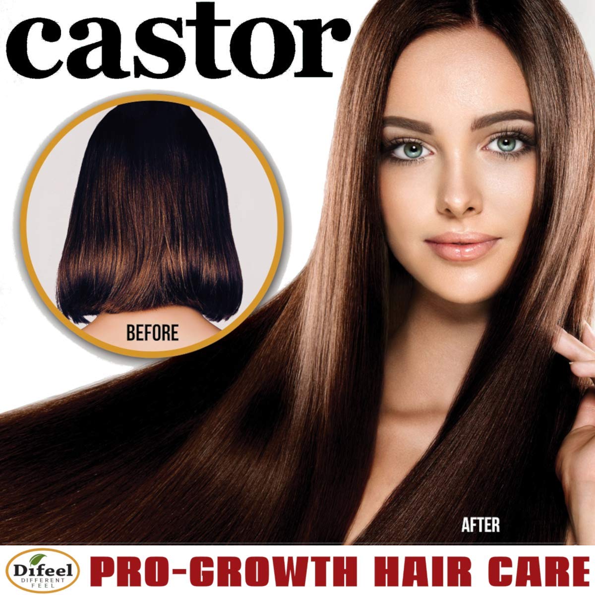 Difeel 4-PC Castor Pro-Growth Hair Growth: Cleansing & Growth Set - Includes 12 oz Shampoo, 12oz Conditioner, 12oz Hair Mask & 2.5oz Root Stimulator Beauty & Personal Care Difeel