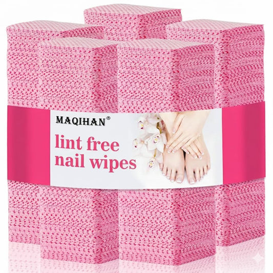 MAQIHAN 1200 Lint Free Nail Wipes - Pink Acetone Nail Polish Remover Wipes Lint Free Nail Wipes Pads Gel Nails No Lint Nail Glue Wipes Eyelash Beauty and Personal Care MAQIHAN Default Title
