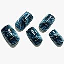 GLAMERMAID Ombre Press on Nails Medium Square, Fall Peacock Blue Marble Jelly Soft Gel Nails Square Fake Nail, Glossy Stick Glue 0n Nail Kit Beauty & Personal Care GLAMERMAID