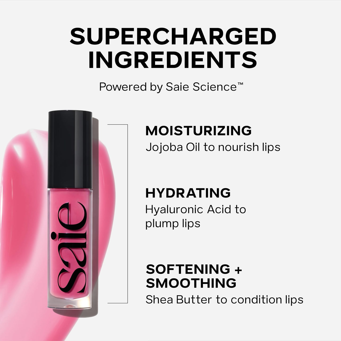 Saie Glossybounce - Hydrating Lip Gloss and Tinted Lip Oil Hybrid with Hyaluronic Acid & Jojoba Oil for Non-Sticky, Ultra-Shiny, Plump & Soft Lips - Beauty & Personal Care Saie