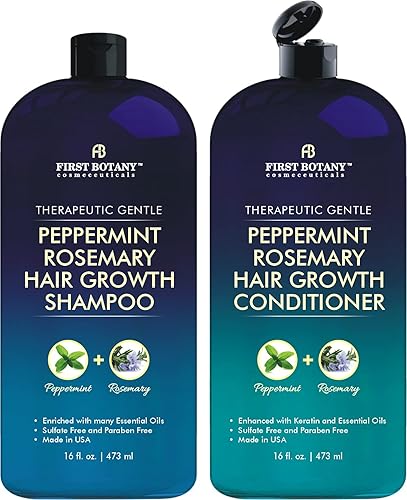 First Botany, Peppermint Rosemary Hair Regrowth and Anti Hair Loss Shampoo and Conditioner Set - Daily Hydrating, Detoxifying, Volumizing Shampoo Beauty & Personal Care First Botany