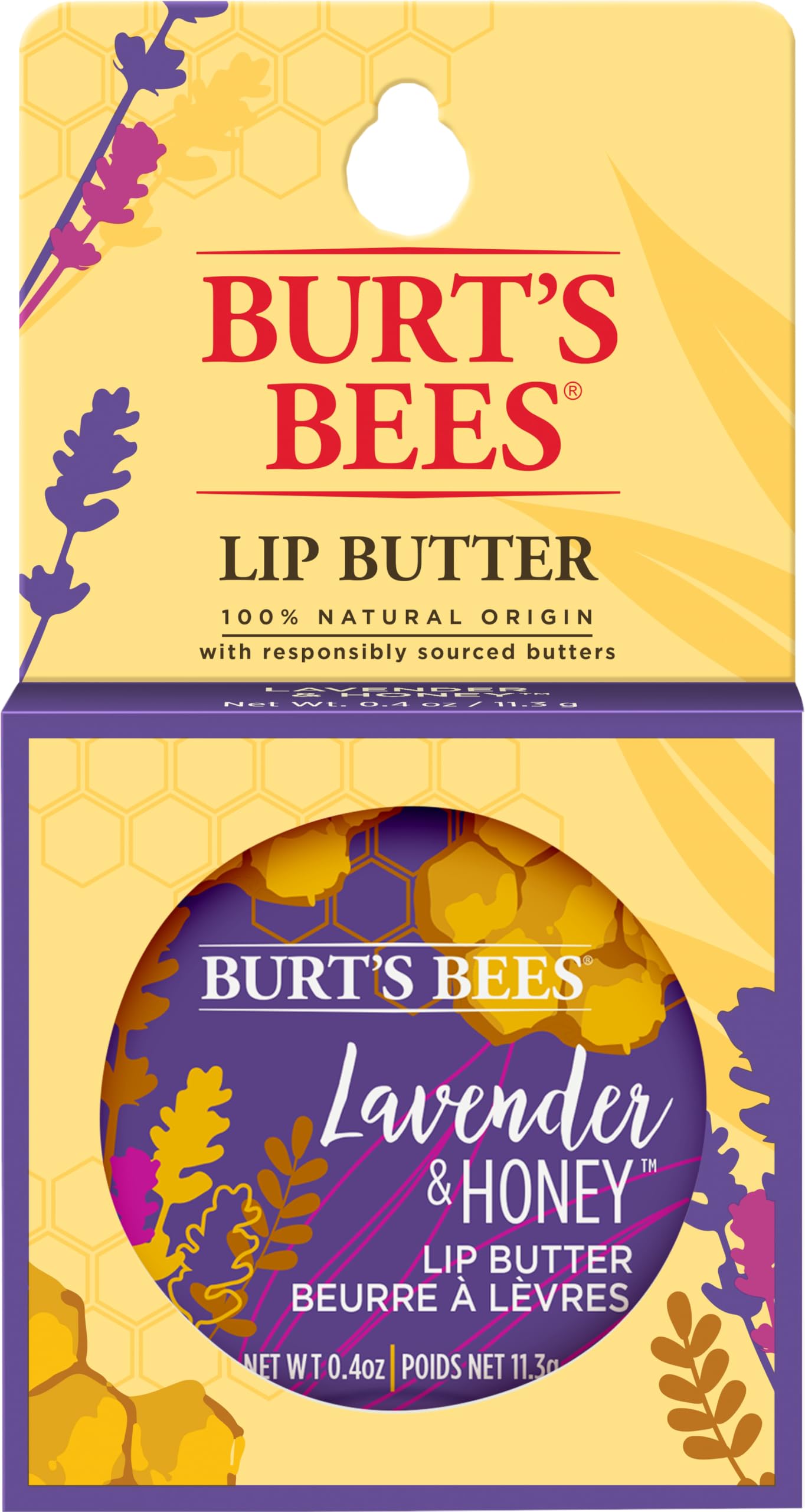Burt's Bees 100% Natural Origin Lip Butter With Moisturizing Shea And Cocoa Butters, Lavender & Honey, 1 Tin Beauty and Personal Care Burt's Bees