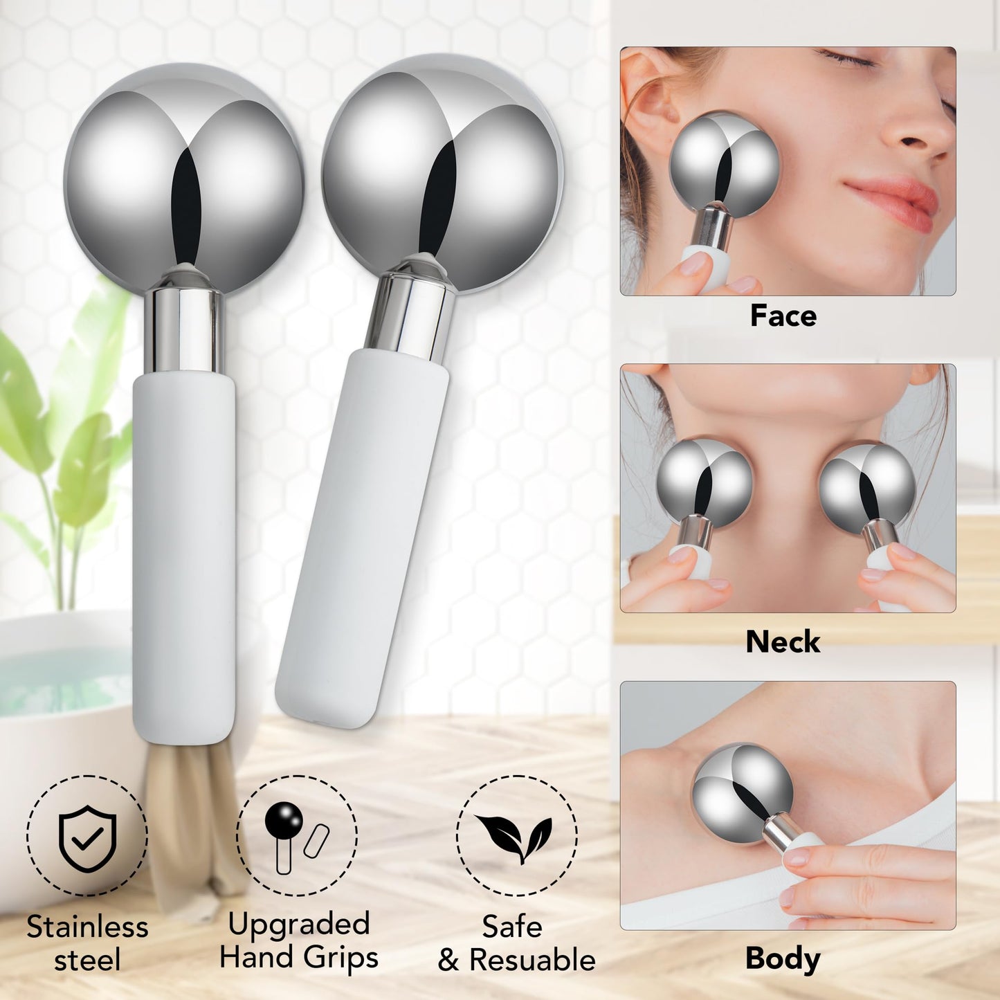 Floraison Unbreakable Stainless Steel Magic Cooling Beauty Facial Sticks for Face, Neck & Body Cryo Sticks & Cold Roller for face Puffiness Beauty & Personal Care FLORAISON BEAUTY IS ALREADY HERE