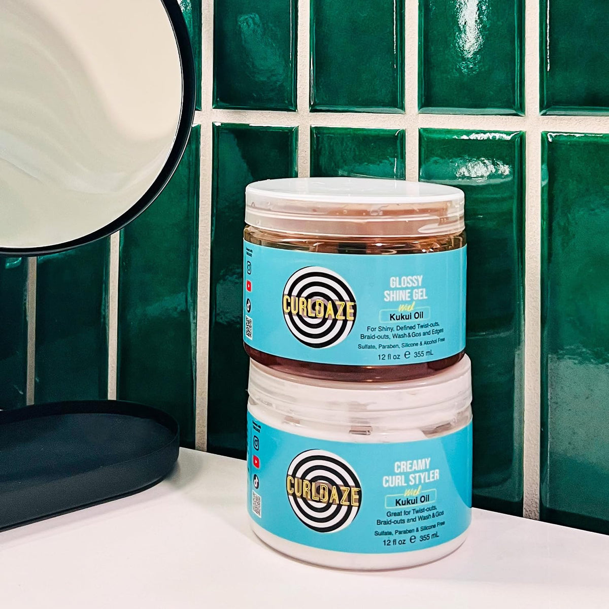 Curldaze Glossy Shine Gel with Kukui Oil, Vitamins A, C, & E, Defines Curls in Twist-Outs, Braid-Outs, Wash & Gos, Controls Frizz & Edges, Shines Beauty & Personal Care Curldaze