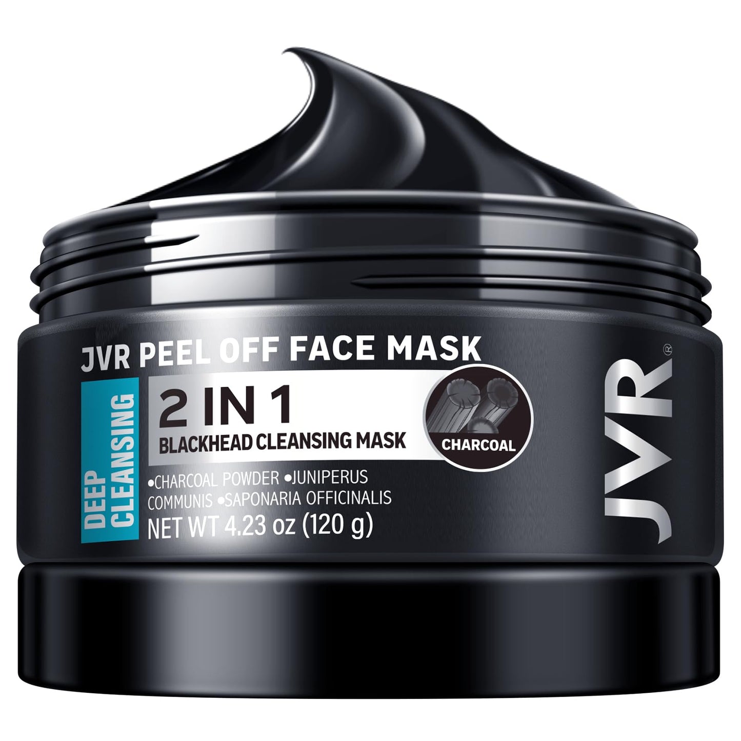 JVR Peel Off Face Mask, Blackhead Mask for Men, Charcoal Peel Off Black Mask, Facial Mask Refreshing and Deep Cleansing for All Skin Types 4.23 OZ Beauty and Personal Care JVR Default Title