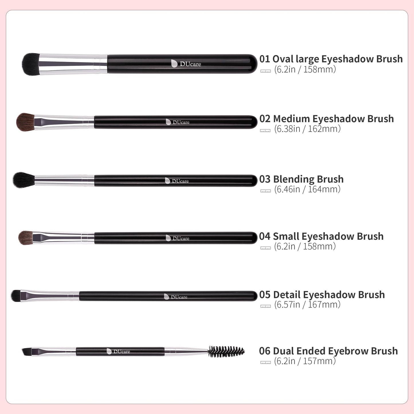 DUcare Eye Makeup Brush Set, 6 Pcs Professional Eyeshadow Blending Makeup Brushes for Concealer Eyebrows Eyeliner, Soft Hairs & Wood Handle Beauty & Personal Care DUcare