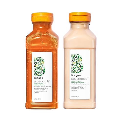 Briogeo Superfoods Mango + Cherry Hair Pack for Oily Hair | Balancing Shampoo & Conditioner Duo | Gentle Cleanse & Lightweight Hydration | Vegan Beauty & Personal Care Briogeo