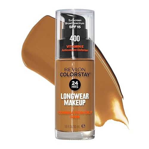 Revlon Liquid Foundation, ColorStay Face Makeup for Combination & Oily Skin, SPF 15, Medium-Full Coverage with Matte Finish, 400 Caramel, 1 Fl Oz Beauty & Personal Care REVLON