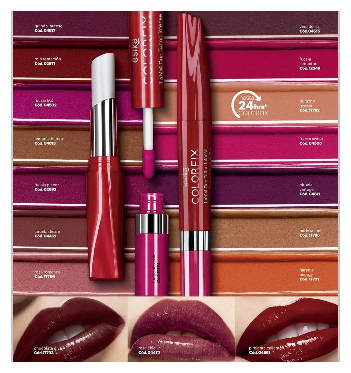 Esika Colorfix Duo Tattoo Intense Lipstick, 24 Hrs Long Lasting High Color Load, Color: Rosa Chic Beauty & Personal Care Esika L'Bel