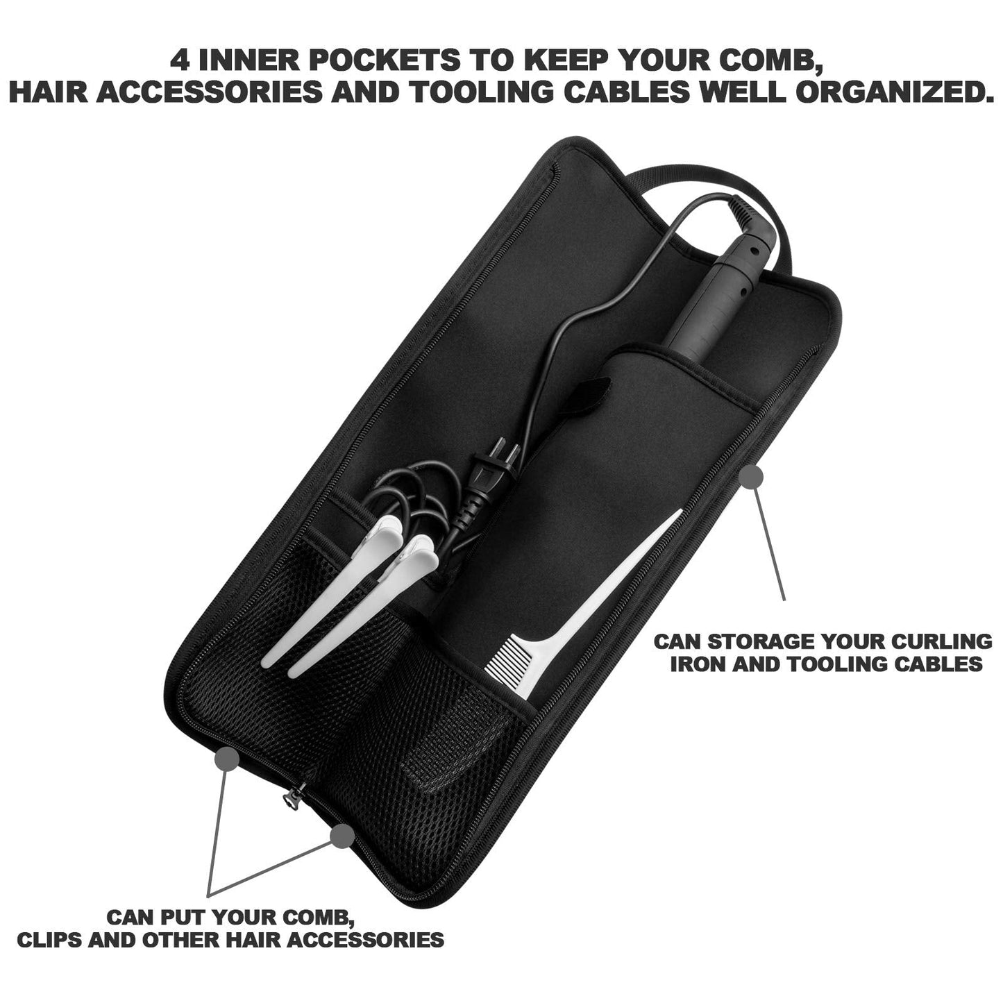Beautyflier Universal Curling Iron Travel Case, Heat-Resistant, Canvas, Blue Flower Beauty & Personal Care Beautyflier