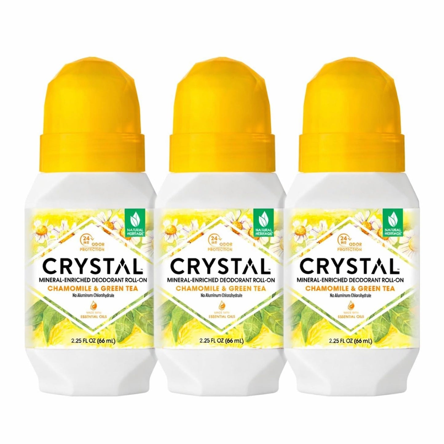 CRYSTAL Mineral Deodorant Roll-On- Body Deodorant With 24-Hour Odor Protection, Non-Staining & Non-Sticky Deodorant with Chamomile & Green Tea Beauty and Personal Care Crystal Essence