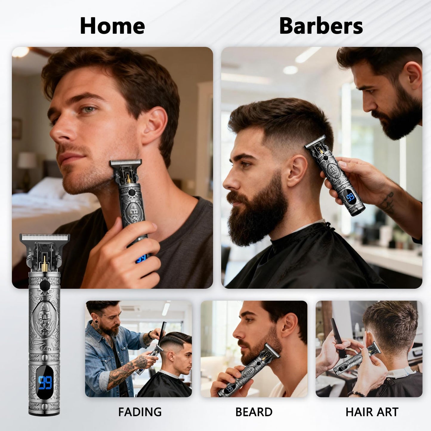 AMULISS Hair Clippers for Men Beard Trimmer Cordless Electric Shaver Razor for Men, Zero Gapped Grooming Kit Barber Clippers with LCD Display, Gift Beauty and Personal Care AMULISS