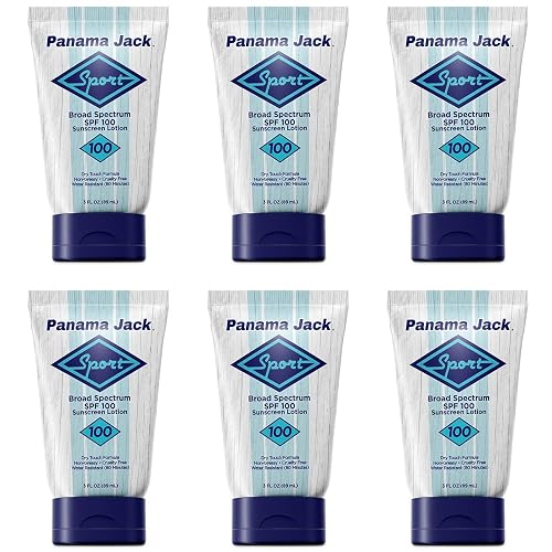 Panama Jack Sport Sunscreen Lotion - SPF 100, Broad Spectrum UVA/UVB Protection, Non-Greasy, PABA, Paraben, Gluten & Cruelty Free, 3 FL OZ (Pack of 6) Beauty & Personal Care Panama Jack
