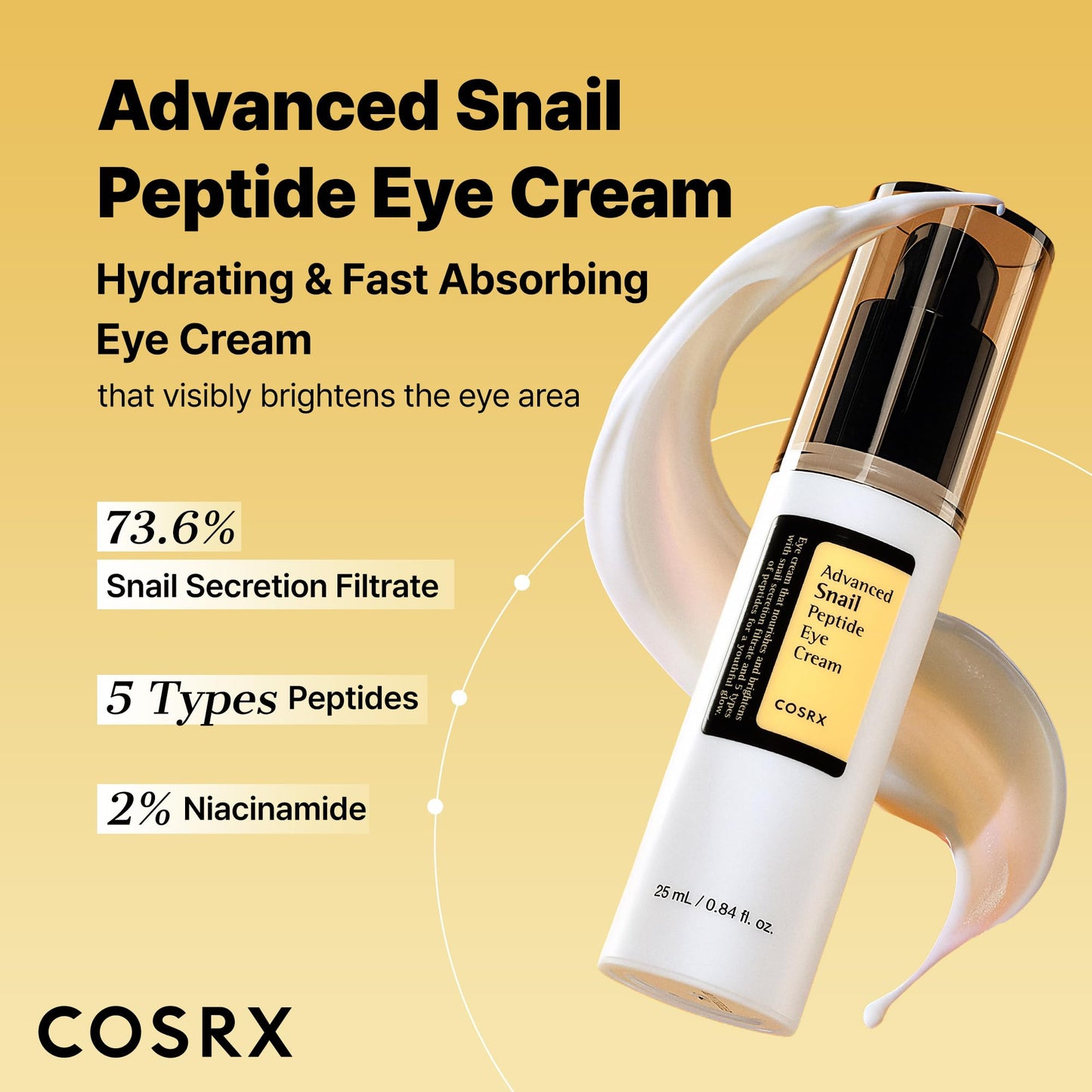 COSRX Snail Mucin Peptide Under Eye Cream, 73.7% Snail Mucin and Niacinamide, Eye Care, Eye Cream Anti Aging, Korean Eye Cream for Dark Circles Beauty and Personal Care COSRX