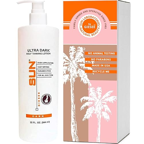 Sun Laboratories By Giesee Ultra Dark Self Tanning Lotion 32 oz - Organic Sunless Tanning Lotion, Extra Dark Self Tanner, Natural Self Tanning Lotion Beauty & Personal Care Sun Laboratories by Giesee