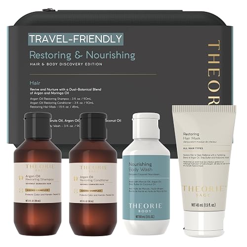Theorie Restoring & Nourishing Travel Kit - Hydration & Repair for Hair & Skin Beauty & Personal Care Theorie
