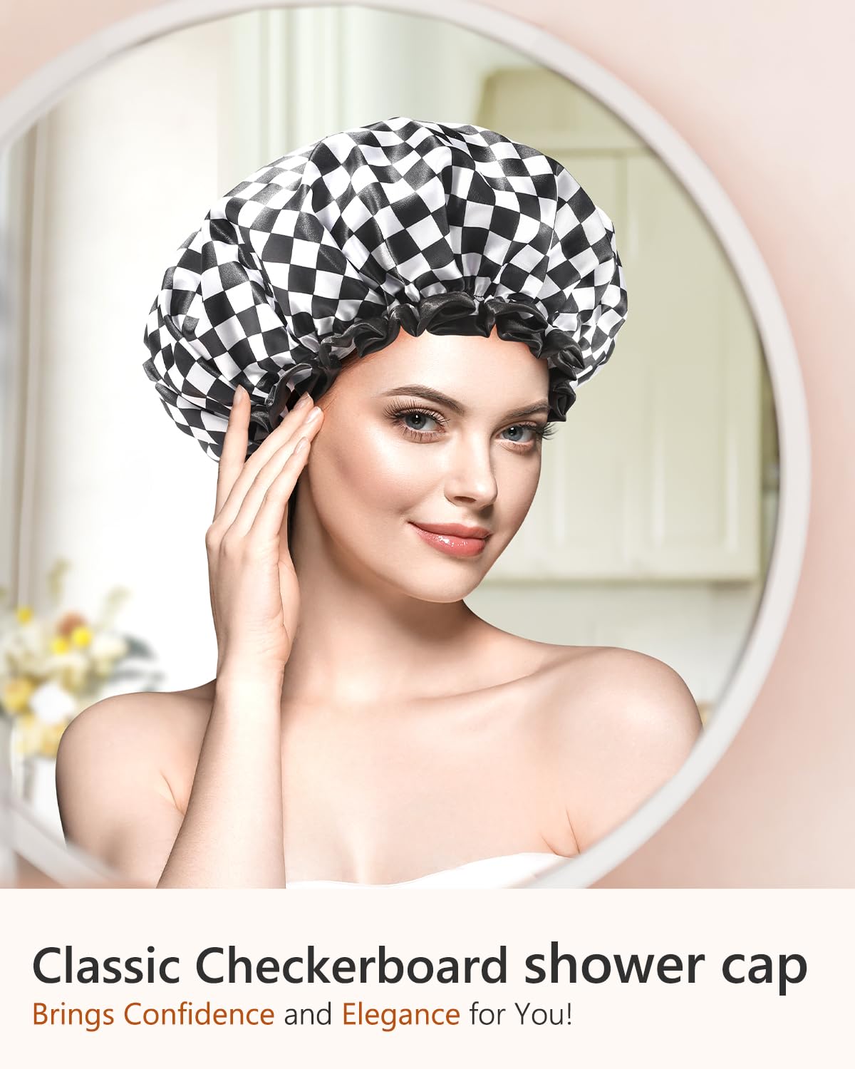 mikimini Large Shower Cap for Women Long Hair, Reusable, Double Layers Waterproof Large Bathing Shower Hat with Soft Comfortable PEVA Lining Beauty & Personal Care mikimini