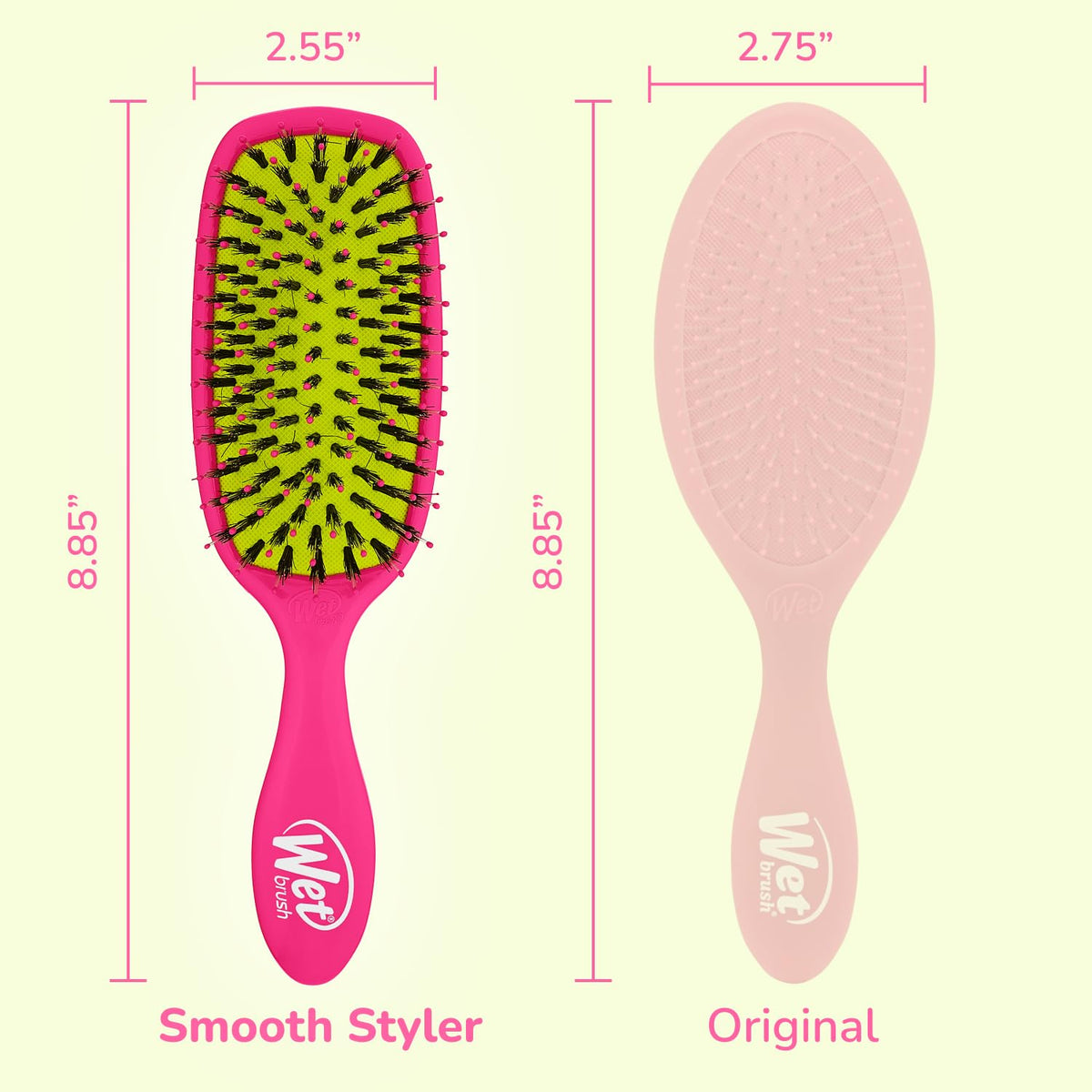 Wet Brush Shine Enhancer Hair Brush, Pink - Exclusive Ultra-soft IntelliFlex Bristles - Natural Boar Bristles Leave Hair Shiny And Smooth For All -