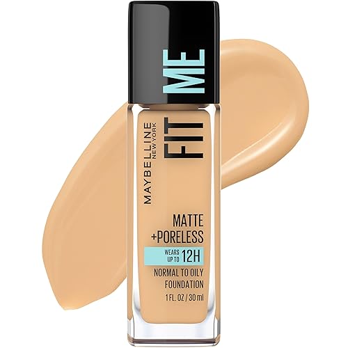 Maybelline Fit Me Matte + Poreless Liquid Oil-Free Foundation Makeup, Soft Tan, 1 Count (Packaging May Vary) Beauty & Personal Care MAYBELLINE