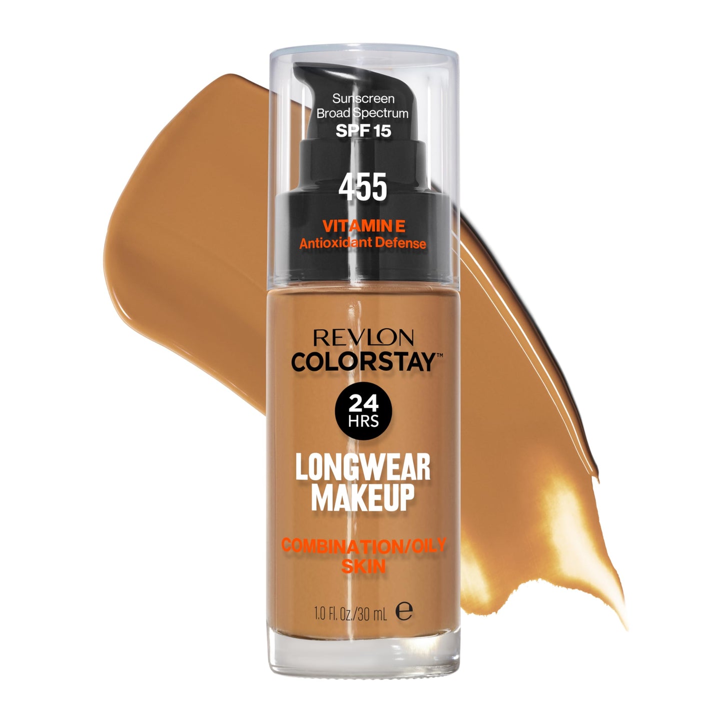 Revlon Liquid Foundation, ColorStay Face Makeup for Combination & Oily Skin, SPF 15, Medium-Full Coverage with Matte Finish, Honey Beige (455), 1.0 oz Beauty & Personal Care REVLON