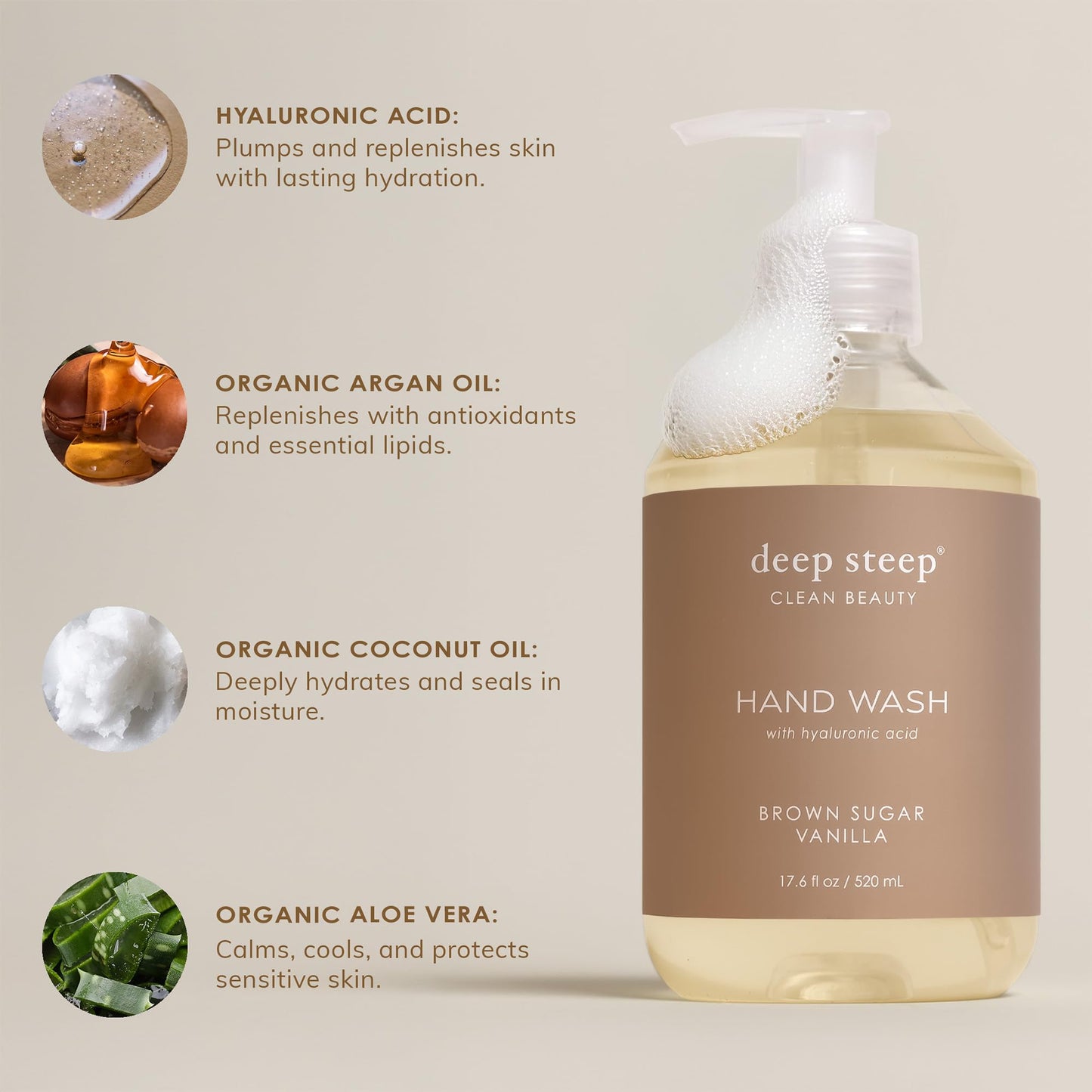 Deep Steep Liquid Hand Wash, Magnolia Breeze, 17.6 oz - Moisturizing Cleanser with Olive Oil, Aloe Vera, Glycerin & Hyaluronic Acid - Vegan, Clean Beauty & Personal Care Deep Steep