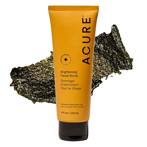 Acure Brightening Facial Scrub - Exfoliating Face Wash, Gentle Daily Scrubber & Exfoliator for Women & Men for Radiant Skin, Cleansing Wash with Sea Beauty & Personal Care Acure