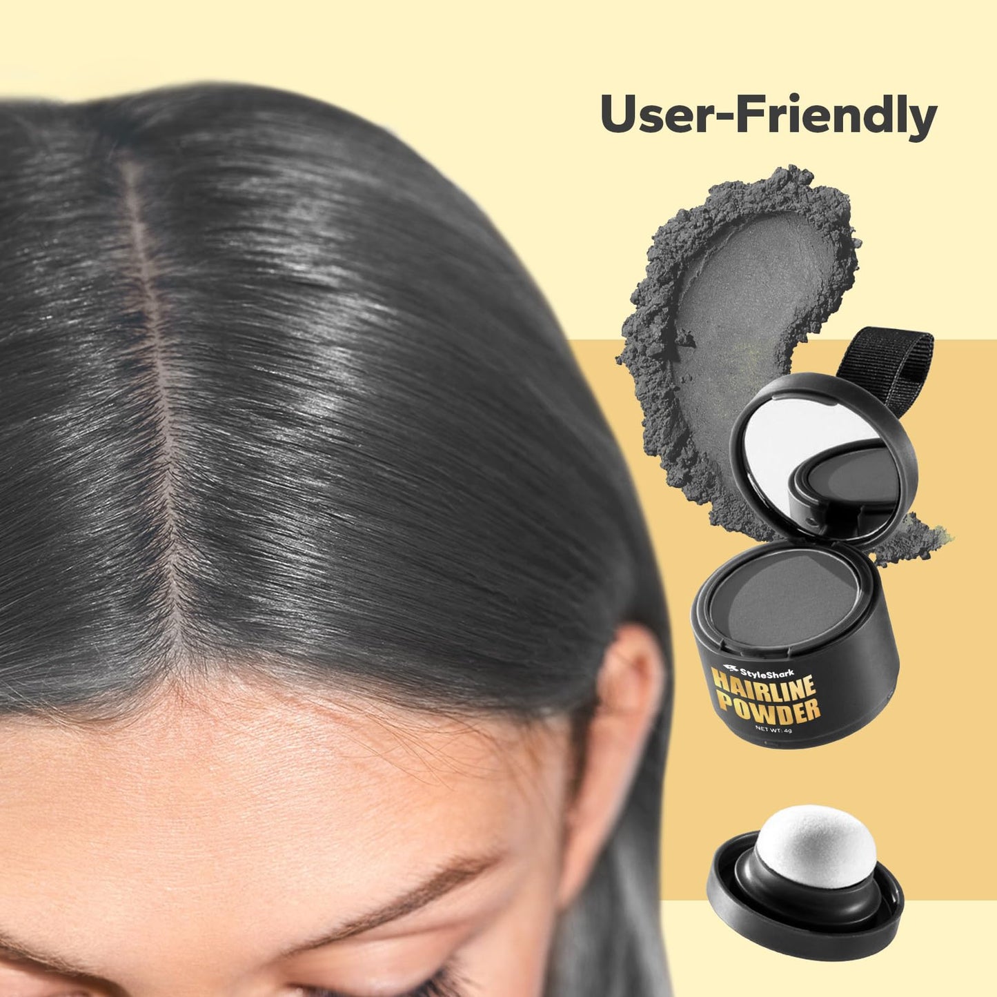 StyleShark Hairline Powder for Women and Men - Stain-Proof Root Touch Up for Thinning Hair, Sweatproof Color (Grey) Beauty & Personal Care StyleShark