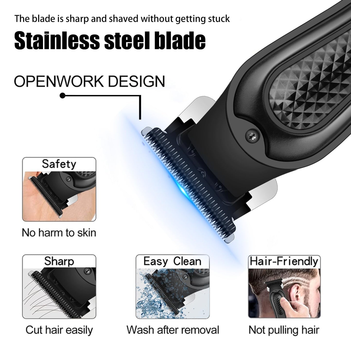 GLESVOWIO Cordless Hair Clipper Kit with LED Display 4 Guide Combs Rechargeable Multifunctional Beard/Hair Trimmer for Family Electric Shaving Oil Beauty and Personal Care GLESVOWIO