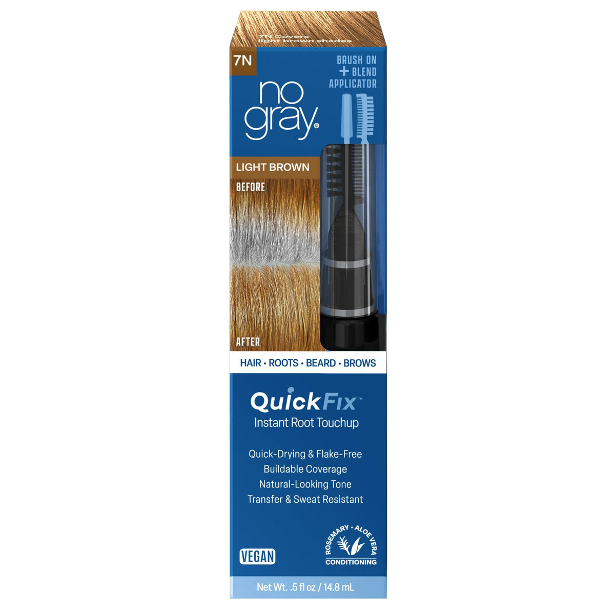 No Gray Quick Fix, 7N Light Brown, Instantly Hide Gray, Silver & White Hair, Easy to Use Applicator, Compact & Travel Friendly, Vegan & Cruelty Free Beauty & Personal Care No Gray