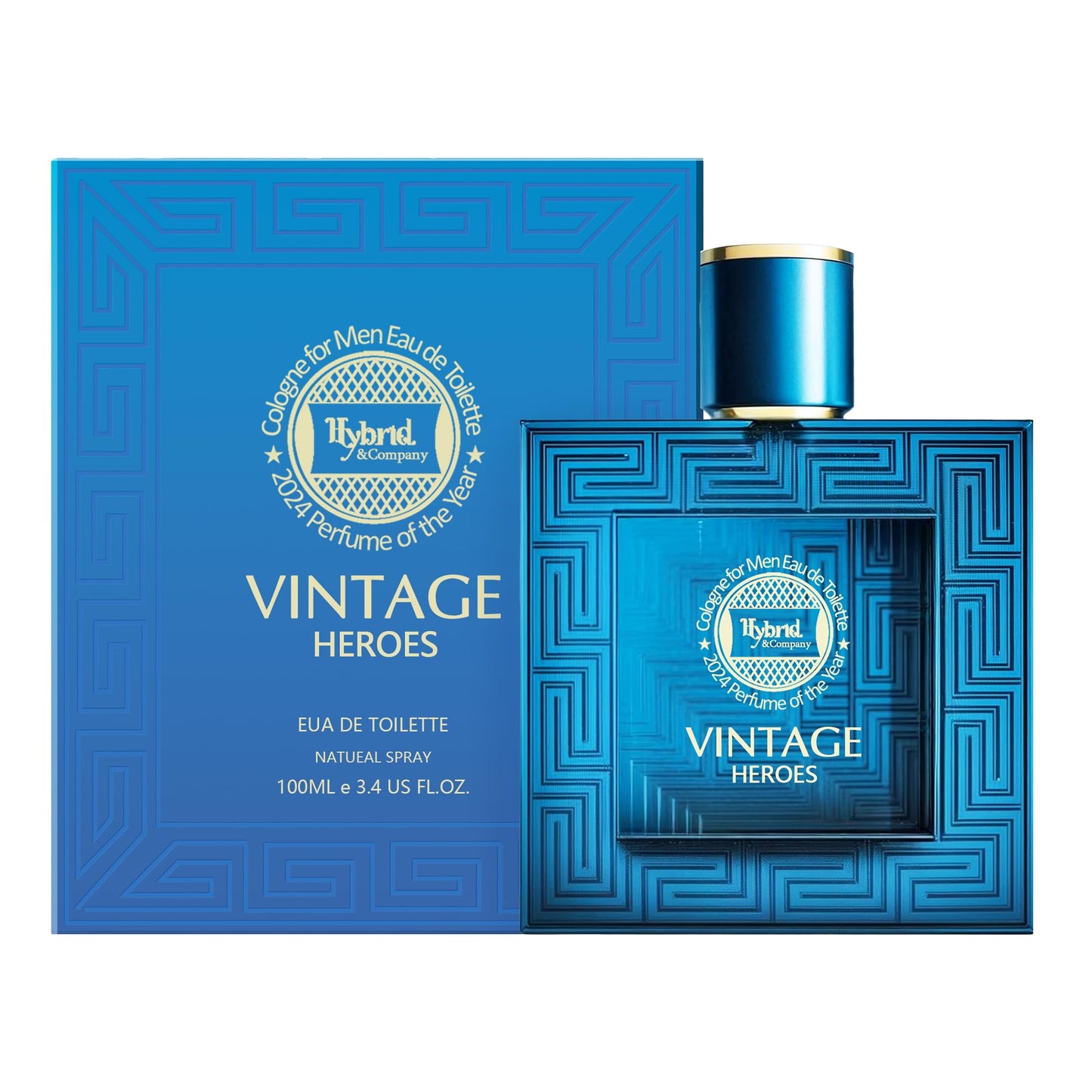 Hybrid & Company Vintage Heroes Parfum for Men Mint Geranium Vanilla Cologne, Long Lasting Concentrated Luxury fragrance, 3.4 Fl Oz/100 Ml Beauty & Personal Care Hybrid & Company