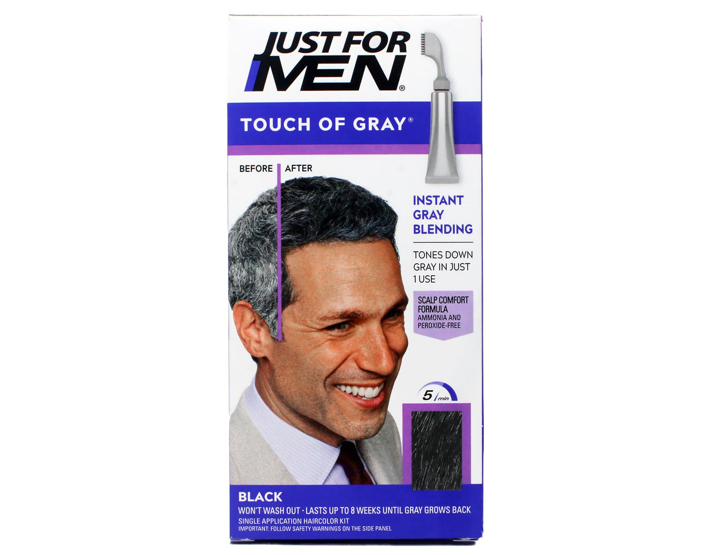 Just for Men Hair Color - Touch of Gray, Black-Gray. 3 Pack Beauty & Personal Care Just for Men