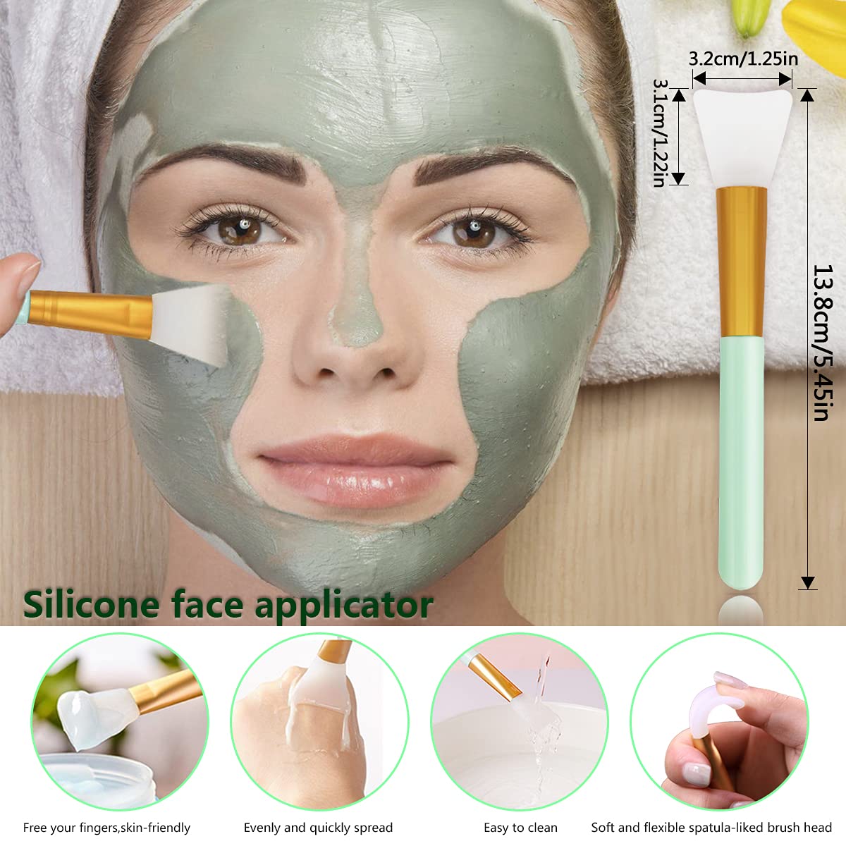 5PCS Silicone Scrubber Set, Lip Scrub Brush, Silicone Face Cleansing Brush, Face Applicator Tool and 2PCS Exfoliating Brushes for Men Women Beauty & Personal Care Namgznso