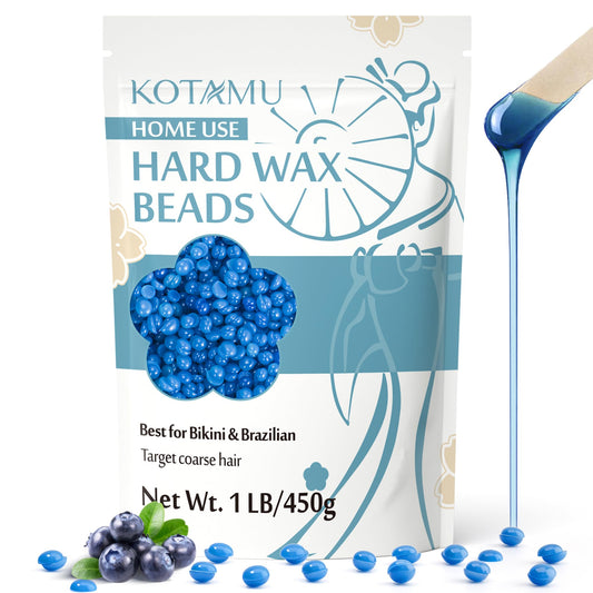 KOTAMU Blue Hard Wax Beads for Sensitive Skin - 1lb Coarse Hair Formula Wax Melts for Brazilian, Armpit, Back, Body, Bikini Hair Removal at Home or Beauty and Personal Care KOTAMU
