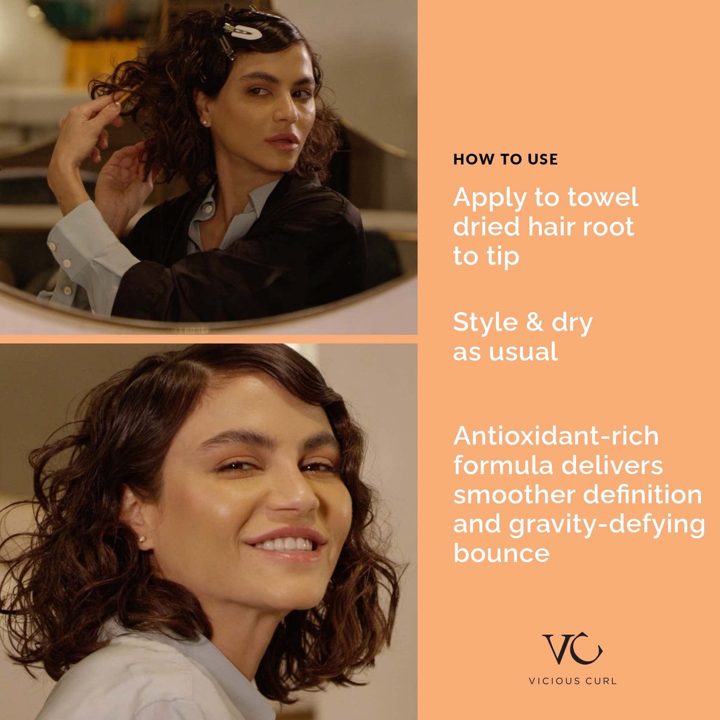 VICIOUS CURL Anti-Gravity Styling Cream - No-Crunch Curl Defining Cream for Wavy & Curly Hair, Curl Types 2A 2B 2C 3A 3B 3C, CGM Approved - Frizz Beauty & Personal Care VICIOUS CURL