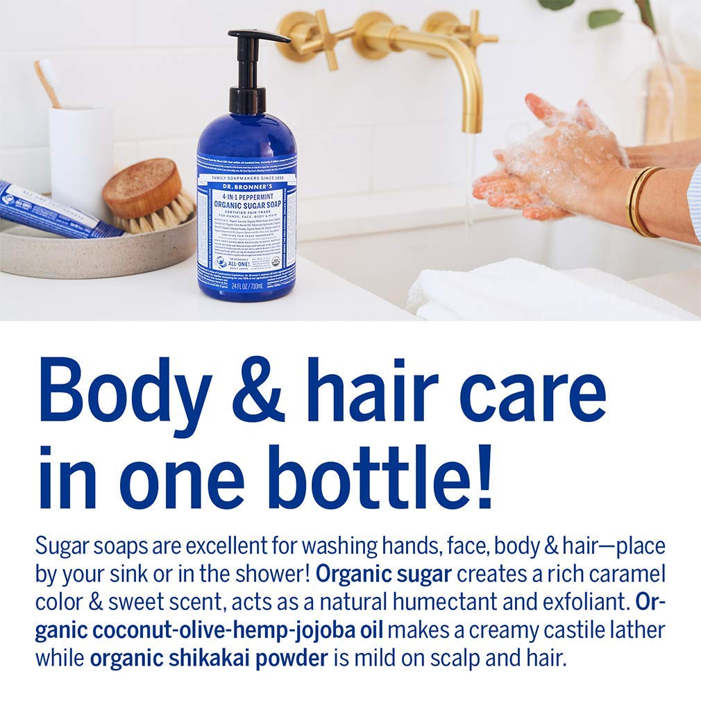 Dr. Bronner's - Organic Sugar Soap (12 oz Variety Pack) Lavender, Peppermint, Tea Tree, & Lemongrass - Made with Organic Oils, Sugar & Shikakai Beauty & Personal Care Dr. Bronner's